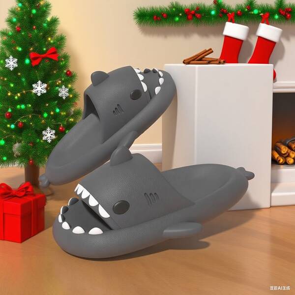 Chinelos com design de tubarão para casais, sola grossa, escorregador para banheiro interno/externo, para homens, verão