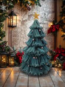 1/3/5m Tessuto decorativo natalizio: Onda ondulata a fiori bianchi, neri e rosa su sfondo azzurro, tessuto ondulato a doppia faccia, adatto per decorazioni dell'albero di Natale, feste di Natale, San Valentino, matrimoni, bouquet per feste, confezioni regalo, decorazioni per la casa, accessori di abbigliamento artigianali, Capodanno, feste di compleanno e altre attività di celebrazione, decorazioni natalizie per la casa, decorazioni natalizie invernali