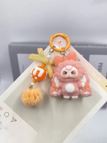 1pc Cute Cartoon 3D Flocked Keychain, Decorative Pendant Keychain, Cartoon Backpack Charm, Car Keychain, Bag Charm, Birthday Gift, Party Favor, Friend Gift, Cartoon Keychain, Small Pendant