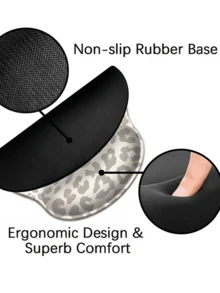 1pc Ergonomic Leopard Print Mouse Pad, 25*23cm, Suitable For Office And Home Computer Desk, Designed Without Wrist Rest, Light Color. Office Desk Accessory, Office Supplies, Desk Accessories, Mouse Pad, Desktop Mouse Pad - Multicolor - View 5