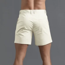 GS SNOWING Men's Chino Shorts 6 Inch Slim Fit Shorts Cotton Stretch Casual Shorts Summer Flat Front Shorts - 白色 - 查看 4
