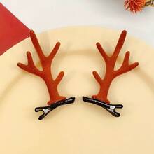 2pcs Christmas Headwear, Cute Antler Hairpins, Women's Holiday Elk Antler Hairpins