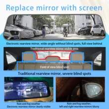 4 Channel Dash Cam With 12" Touch Screen Mirror, WiFi Rearview Mirror, Night Vision, Parking Assistance, GPS, G-Sensor, Loop Recording, 360-Degree Panoramic Dash Cam For Cars - A10-128G-parking Guardian Pack - View 8