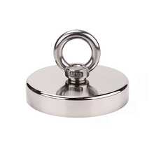 High Power Magnet Fishing Hook - Heavy Duty Magnet Sucking Disc, Wall Hanging Hook,Easy Install With Countersunk Hole,For River Salvage & Treasure Hunting,Heavy Objects Handling-Diameter 90mm Polished Metal