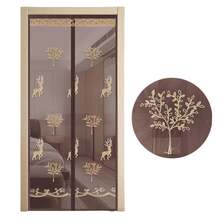 FTCBJJA Magnetic Screen Doors, Fit For Door:38"X82", Heavy Duty Curtain Keeps Bugs Out, Hands Free, Mesh Partition- Pet And Kid Friendly-Embroidered Fortune Deer - màu nâu - Xem 1