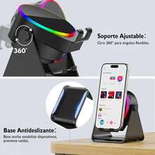 Soporte de altavoz con luz ambiental colorida y sensor inalámbrico de sonido envolvente HD - Negro - Ver 2