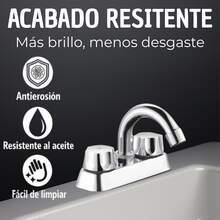 SOLONE Mezcladora para Lavabo de Baño con Cuerpo de ABS y Nariz de Acero Inoxidable 304 Diseño Cromado - Plateado - Ver 3