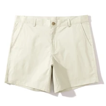 GS SNOWING Men's Chino Shorts 6 Inch Slim Fit Shorts Cotton Stretch Casual Shorts Summer Flat Front Shorts - 白色 - 查看 5