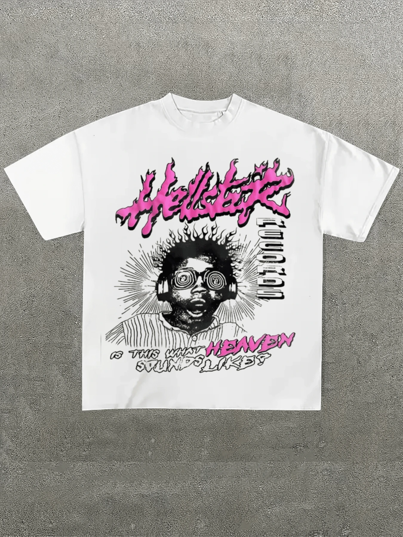 Y2k Men's Print T-Shirt With Pink Flame Graphic & Is This What Heaven Sounds Like  Pure Cotton Short Sleeve Tops Unisex Casual T-Shirt Suitable For Daily Wear, Street Style Boyfriend/Husband Gift, Festival Gift
