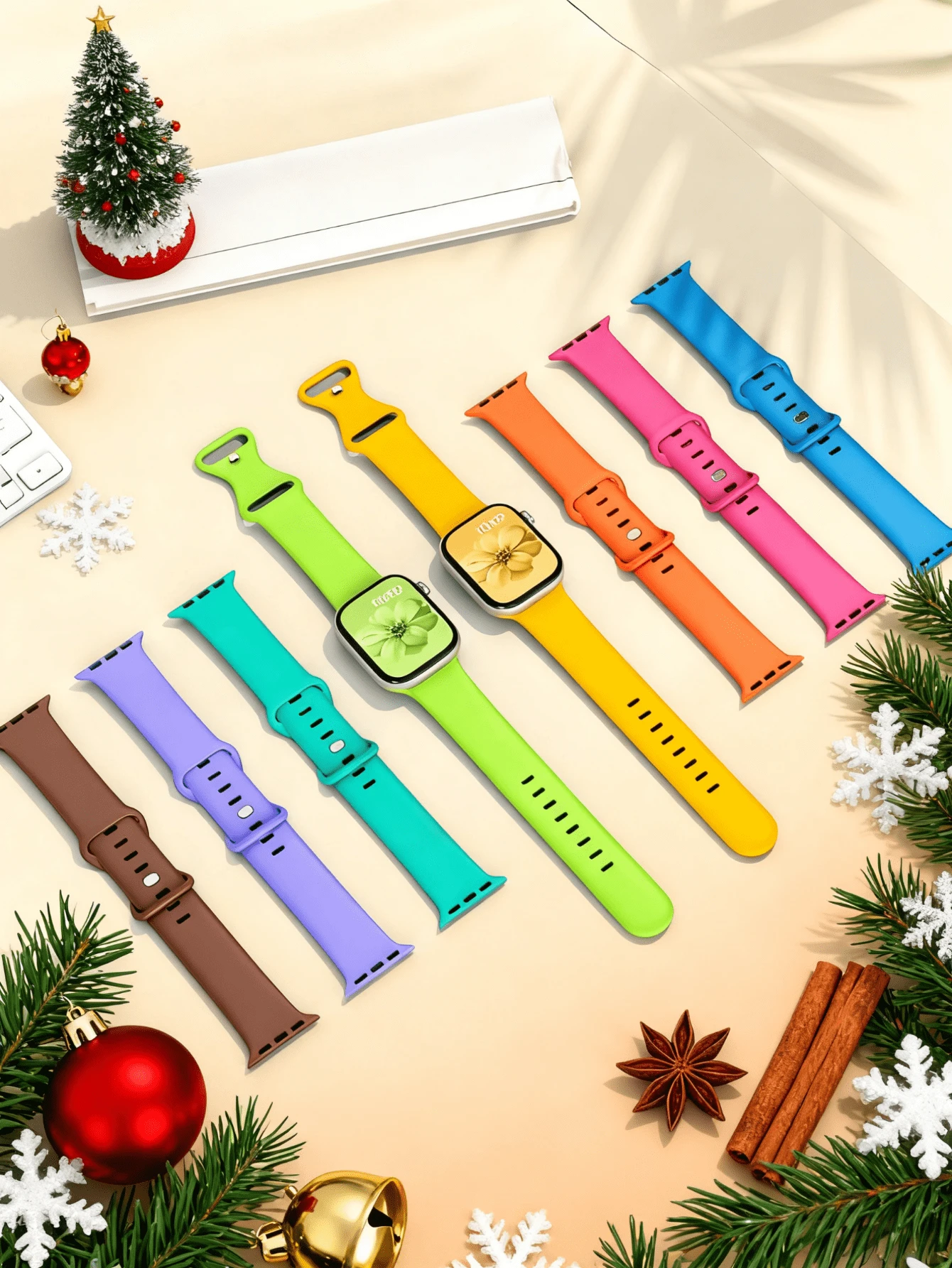 时尚运动硅胶表带，兼容 Series 11 10 9 8 7 6 SE SE2 SE3 Ultra 2 3 38mm 40mm 41mm 42mm 44mm 45mm 46mm 49mm，男女款优雅透气柔软腕带，轻巧舒适的替换表带，适合健身房跑步锻炼，耐用防汗日常表带，送给家人朋友的礼物