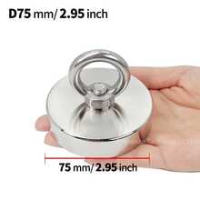 48mm-90mm Heavy-Duty Magnet Hooks Fishing Magnet ,Single-Side Magnet With Stainless Steel Ring, Metal Recycling And Underwater Treasure Hunting Sucking Disc, Salvage Tool Commonly Used In Sea And River Fishing, For Magnetic Fishing And Retrieving Items(Diameter 90/75/60/48mm -Pull Max 340/230/130/80KG)