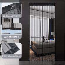 FTCBJJA Magnetic Screen Doors, Fit For Door:38"X82", Heavy Duty Curtain Keeps Bugs Out, Hands Free, Mesh Partition- Pet And Kid Friendly-Embroidered Fortune Deer - màu nâu - Xem 4