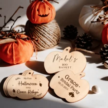 Personalized Wood Pumpkin Decor, Handmade Style Unfinished Carved Ornament For Halloween Thanksgiving Ghost Festival Party Celebration