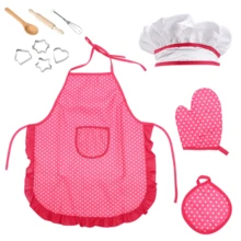 11pcs Kids Chef Apron Set & Baking Tools - Children's Play Kitchen Toys, Includes Apron, Hat, Cooking Utensils, Ideal Gift For Girls