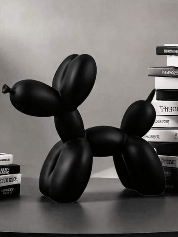 1 pieza Figura de perro globo en blanco y negro, decoración de hogar moderna y coleccionable para sala de estar, dormitorio, estantería, escritorio, estatua de arte animal minimalista. El mejor regalo para madres en el Día de la Madre. Excelente decoración y adorno para el hogar para el Día de la Madre, cumpleaños, vuelta al cole, temporada de graduación y temporada de bodas.