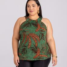 Regata Feminina Plus Size Estampada – Conforto e Estilo em Uma Peça - Multicolorido - Visão 3