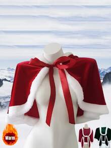 Christmas Velvet Rabbit Ear Hooded Shawl, European And American Style, Red, Summer, Christmas Clothing Accessory, Cardigan - Christmas - View 1