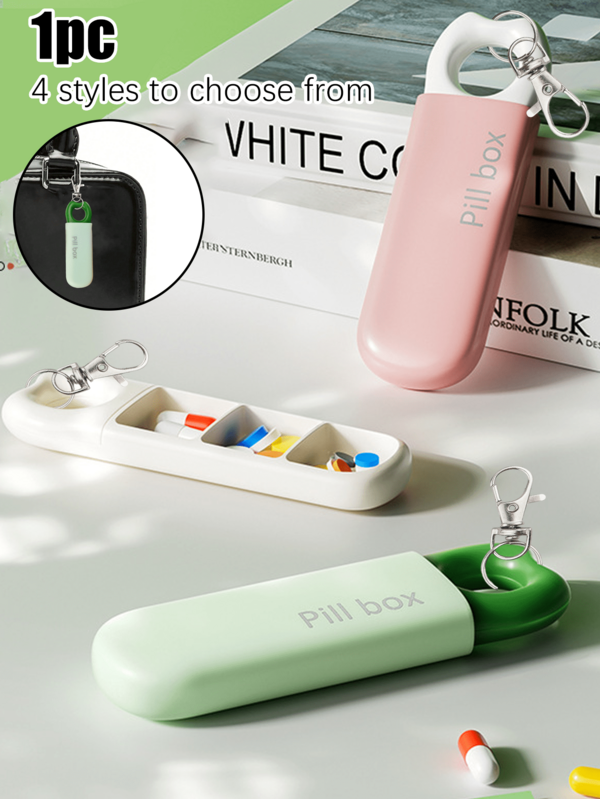 1 pieza Caja de medicina portátil con llavero y compartimentos, transporte simple y mini empaque multifuncional para almacenamiento de medicamentos con viajes, caja de medicina, equipo de primeros auxilios de enfermería