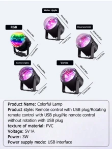 LED Mini Magic Ball Projection Light Stage Light Colorful Rotating Magic Ball Atmosphere Light Starry Sky Light Dreamy Romantic Room Photo Shooting Festival Birthday Gift For Others - Multicolor - View 11