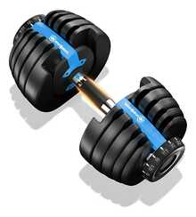 Haltere Regulável Peso Dumbbell Anilha ajuste até 24kg Academia Musculação Medpoint - Preto - Visão 11