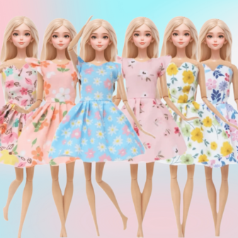 1 Set Princess Small Floral Dress Top Design Clothes For 11.8 Inch Doll Accessories Girl Gift (Not Include Doll)