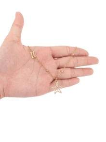 A Lady's Personalized Cute Hollow Star A-Z Letter Necklace, Suitable For Daily Wear, Vacation Trips, Outings, And Taking Photos As Decoration.