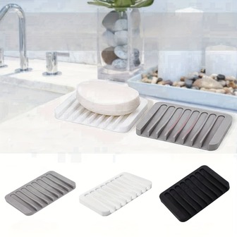 1pc Multi-Color Silicone Soap Dish, Creative Soap Box, Soap Tray With Drainage, Home Bathroom Decor, Suitable For Autumn, Back To School. Flexible Silicone Soap Saver, Ribbed Drainage Soap Holder For Bathtub And Shower, Modern Non-Slip Stand To Extend Soap Bar Lifespan And Keep It Dry, Preventing Soap From Getting Mushy. Bathroom Kitchen Accessory, Home Decor, Housewarming Gift