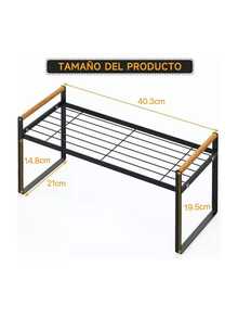 Mueble Organizador Estante Cocina Almacenamiento Especias,Organizador de Encimera, Soporte de Especias para Despensa, Organizador de Especias para Gabinete de Cocina, Estante de Almacenamiento Ampliable Utilizado para Vajilla, Especias (Negro) - Negro - Ver 7