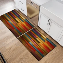 1pc Colorful Printed Wood Pattern Rug, Faux Wool Mat - Highly Absorbent, Easy To Clean, Suitable For Home Decor, Farmhouse, Entryway, Indoor, Room, Kitchen, Dining Room, Small Office/Home Office, Sink, Laundry Room, Doormat, Kitchen Mat, Non-Slip Mat - Multicolor - View 13