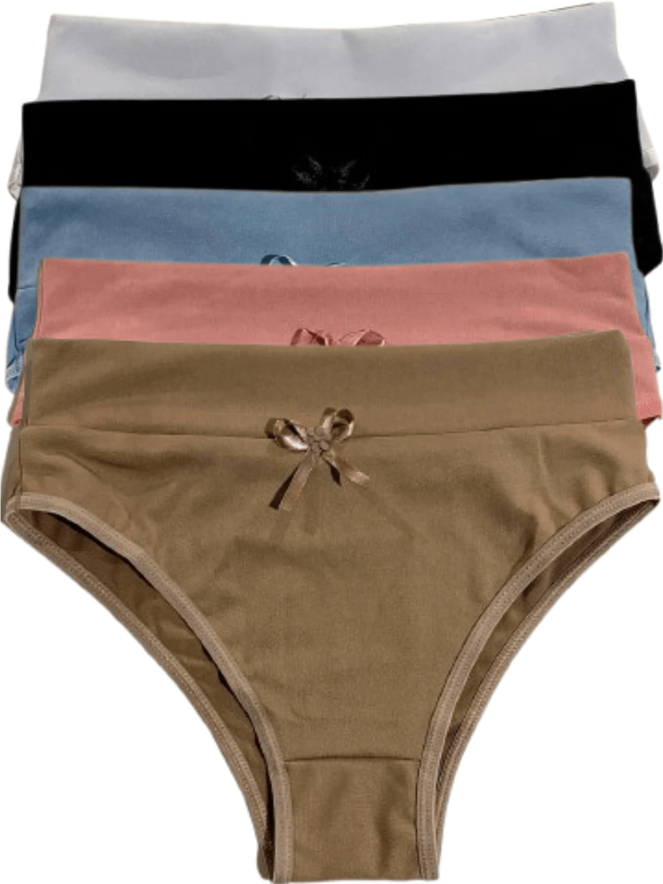 Kit Calcinha Com 5 Cintura Alta Lingerie Feminina Cós Alto Segura Barriga Conforto Langerie Íntima - Multicolorido - Visão 1
