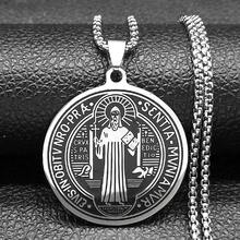 San Benito Exorcist Pendant Necklace For Women Men Stainless Steel Christian Saint Benedict Religious Amulet Chain Jewelry - Necklace - View 8