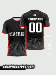 男士黑色 OMERTA 拳擊運動上衣－吸濕排汗面料上衣，送給他的夏季運動禮物 - 黑色 - 查看 2