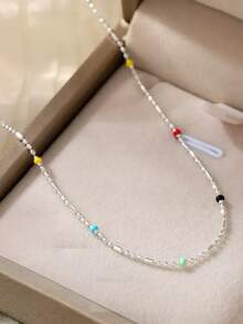 Collier arc-en-ciel en argent sterling S925, chaîne claviculaire minimaliste et colorée, fraîche et élégante, design unique, parfait pour les meilleures amies