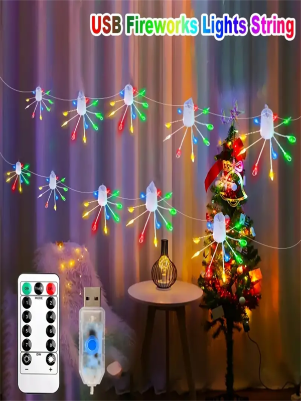 1 Peça Luzes de Corda de Fogo de Artifício Solares de Natal, 50/100 Fios de Cobre LED Dente-de-Leão Luzes de Jardim, 8 Modos Luzes de Fada Explosão de Estrelas, Luzes Decorativas de Corda de Natal com Controle Remoto para Decoração Interna, Externa, Casamento, Festa de Feriado