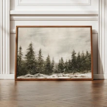 1幅复古墙面艺术海报，冬日仙境艺术印刷品 - 充满活力的树叶图案帆布海报，适合室内空间 - 现代装饰艺术和复古风格墙面艺术，带框或不带框均可，房间装饰，家居装饰，大学宿舍公寓装饰，酒店，家庭，客厅，卧室，浴室和办公室墙面装饰礼品 - 横向 - 彩色 - 查看 2