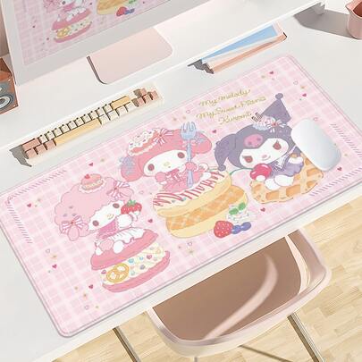 Sanrio Kawaii  &  Pattern Mouse Pad Cartoon Desk Pad Large Office Desk Accessories Rubber Base Mousepad Table Mat For Work, Games, Office, Home As Christmas Gifts For Men Women Friends