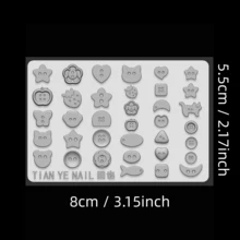 1 件卡通纽扣、钥匙扣、心形锁、水果、星星、小猫、饼干形状透明硅胶美甲模具，创意装饰配件