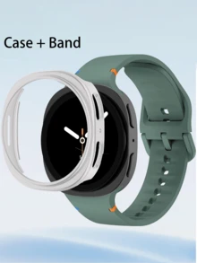 柔软硅胶表带 + 耐用 PC 表壳套装，兼容三星 Galaxy Watch 8/8 Classic（40mm/44mm/46mm），防汗柔韧橡胶表带，兼容三星 Galaxy Watch 8/8 Classic 智能手表配件，返校必备 - 橄欖色 - 查看 5
