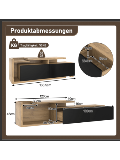 Sairedel Modular TV St Movable Module LED Lighting, Flexible In Extends To 2m Maximum Space Flexibility Storage view 6