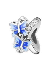 1 PC Silver Plated Blue Flower Butterfly Love Moon Cross Pendant Charm Pendant Ball Suitable For Bracelets DIY Women's Jewelry - Silver - View 7