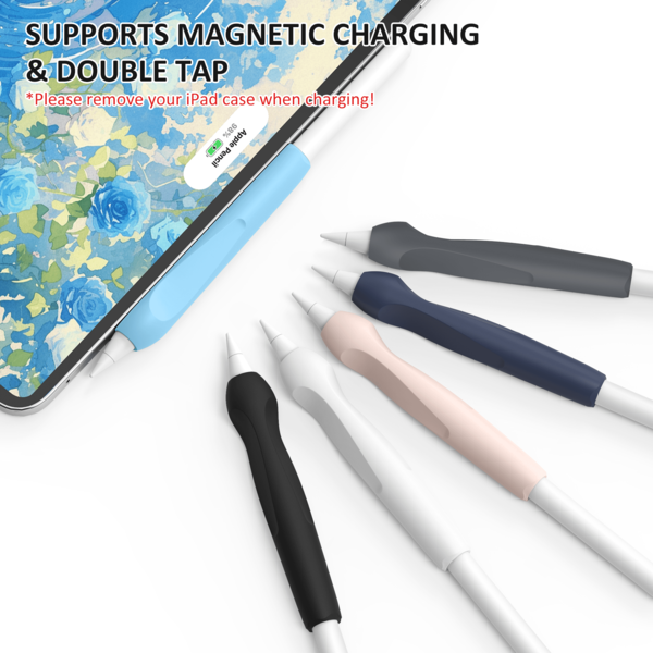 Capa protetora de silicone compatível com Apple Pencil Pro 2ª geração e Apple Pencil (USB-C) com design ergonômico
