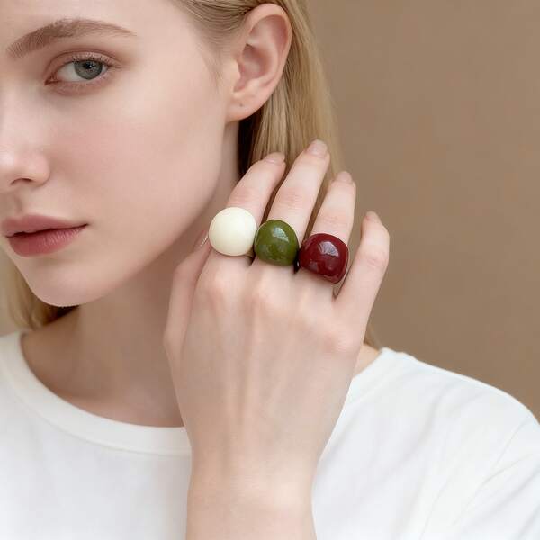 Anelli in resina stile boho chic per donna, anelli in resina asimmetrici e lisci, nuovi anelli geometrici in stile boho per dita, gioielli da festa estetici