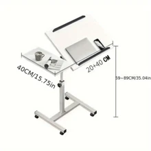 Mesa de noche giratoria y abatible, escritorio ajustable en altura y móvil, mesa lateral sencilla para dormitorio, escritorio pequeño para computadora - Multicolor - Ver 2