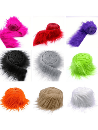 Parches de tela de felpa larga de imitación de estilo bohemio, cinta de tela, suministros para cubrir sillas, cojines de asiento, manualidades, disfraces y decoración. Cinta de felpa de imitación de 1,5 m para coser en ropa, decoración del hogar, disfraces y regalos, decoraciones navideñas