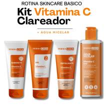Kit Skincare Vitamina C Anti Idade Dermachem + Água Micelar Limpeza Vitamina c - Laranja - Visão 1
