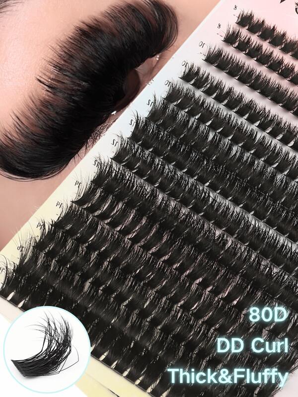 14 Row 280PCS Individual Lash Clusters 80D DD Curl 8-16mm DIY Lash Clusters, 3D Extra Thick&Fluffy&Natural Look, Reusable Individual Eyelash Extension Kit, Suitable For Self Use At Home Or On-The-Go -For Daily Wear&Wedding&Dating&Party Glam&Travel&Spring Day&Christmas/Halloween Festivallash Clusters,Eyelash Clusters,Individual Eyelashes,Lashes,Fake Lashes