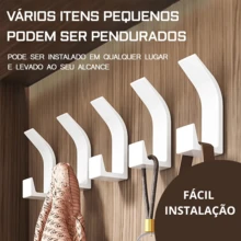 Kit Of 5 Luxury Multipurpose Adhesive Wall Hook Hanger No Mess - White - View 3