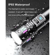 Linterna láser blanca de alta potencia con zoom telescópico, luz fuerte, industrial, para acampar, senderismo, luz de emergencia, linterna de diodo - Negro - Ver 4