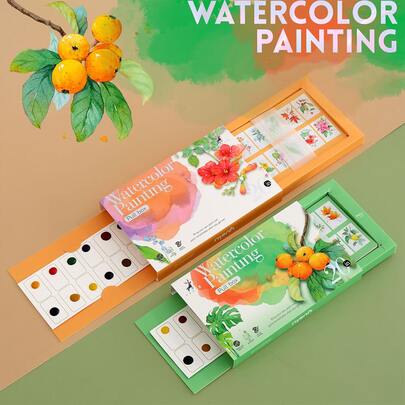 Retractable Box Watercolor Painting Set, DIY Painting Set With Sketchbook, Graffiti Book, Party & Birthday Gift, Comes With 1 Pen And 20 Sheets Of Paper