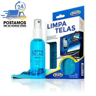 Limpa Telas Start + Flanela Microfibra Ideal p/ Celular, Televisão, Notebook e Monitores